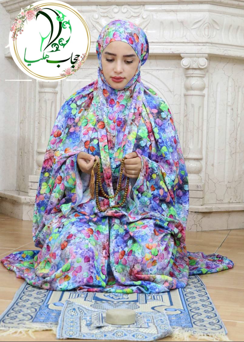 چادر نماز کیسه ای مدل  هفت برگ کدری نخی